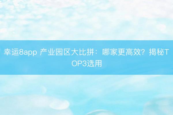 幸運8app 產(chǎn)業(yè)園區(qū)大比拼：哪家更高效？揭秘TOP3選用